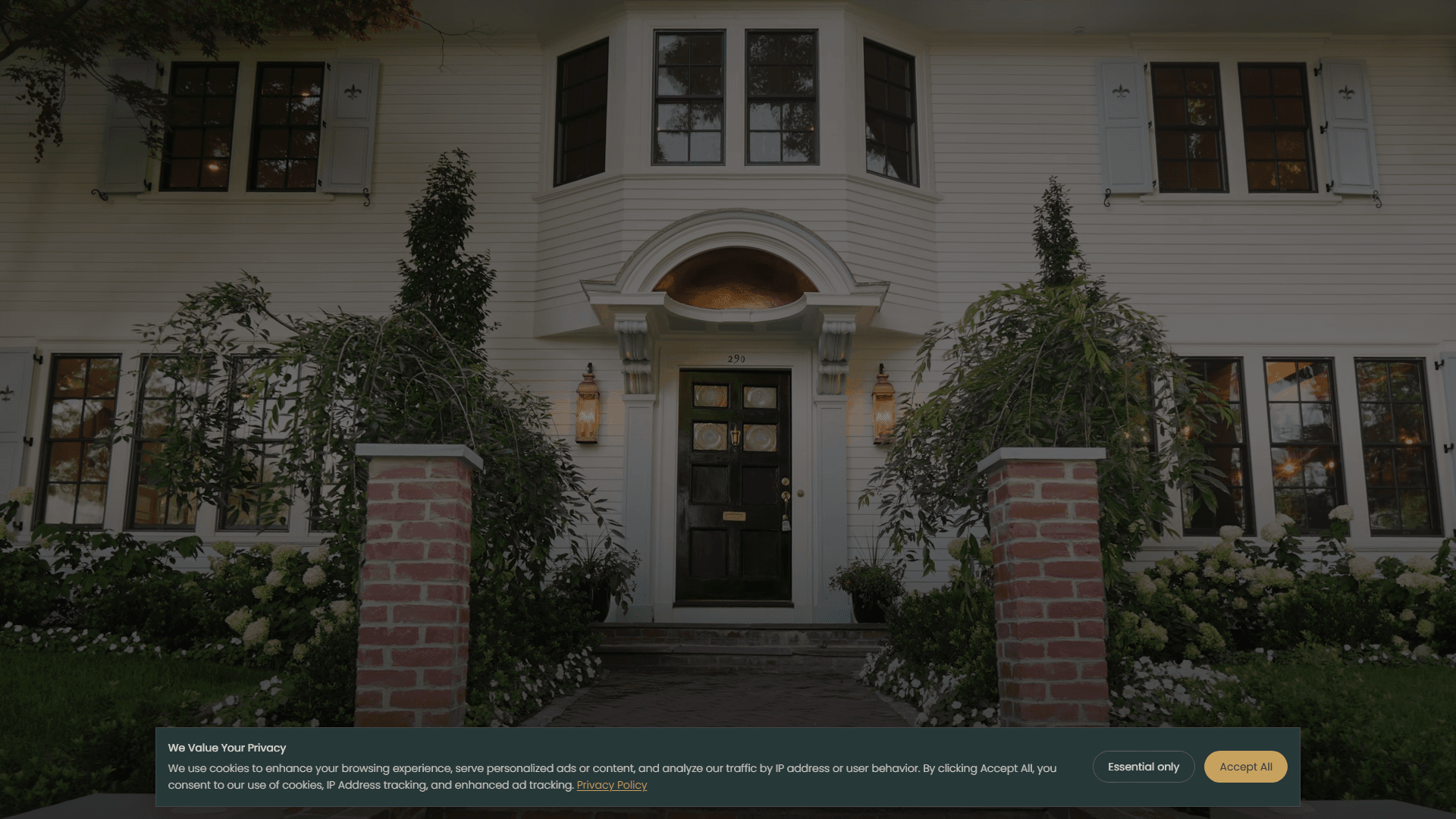 Hill & Harbor homepage hero on the launched Velum site